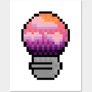 Sunrise Light Bulb Pixel Art Posters and Art